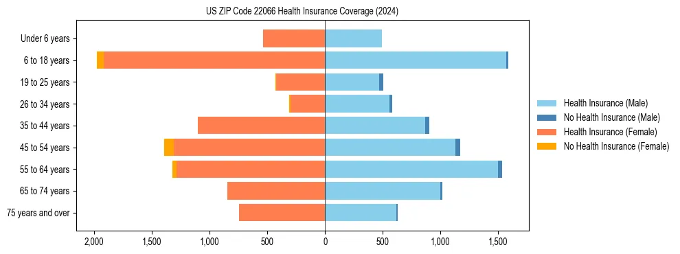 Health insurance pyramid for US ZIP Code 22066