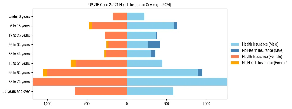 Health insurance pyramid for US ZIP Code 24121