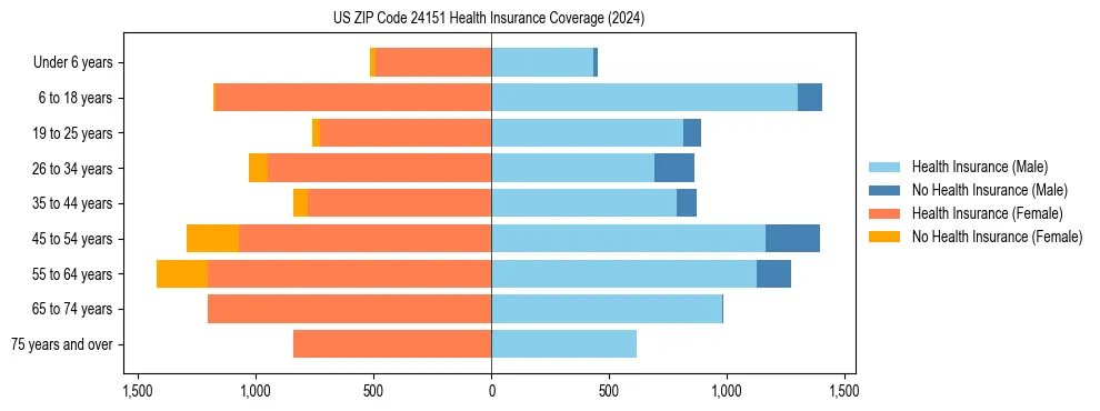 Health insurance pyramid for US ZIP Code 24151