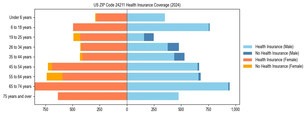 Health insurance pyramid for US ZIP Code 24211