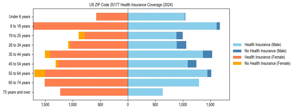 Health insurance pyramid for US ZIP Code 25177