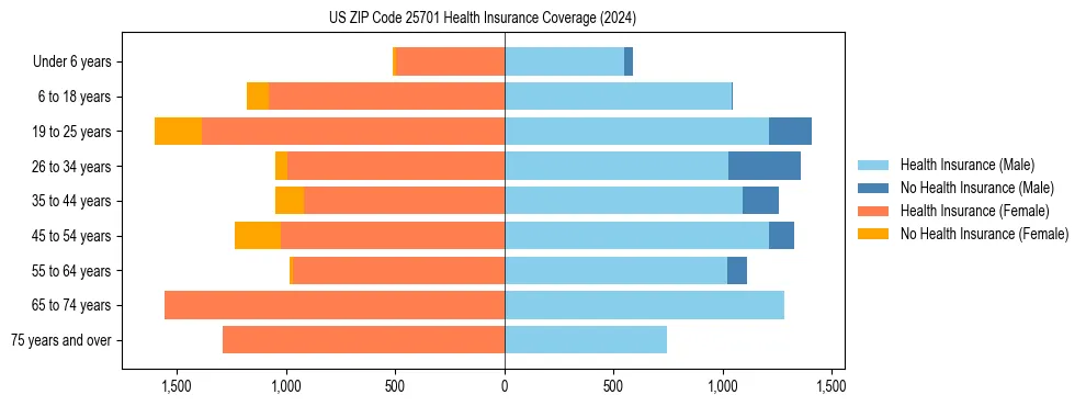 Health insurance pyramid for US ZIP Code 25701