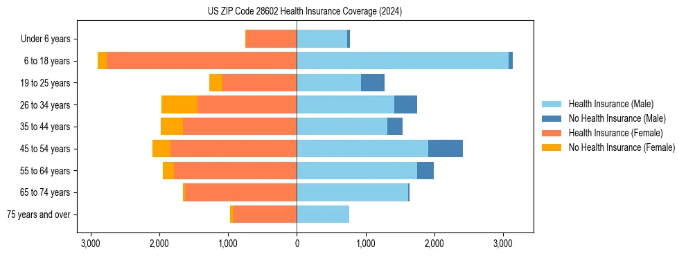 Health insurance pyramid for US ZIP Code 28602