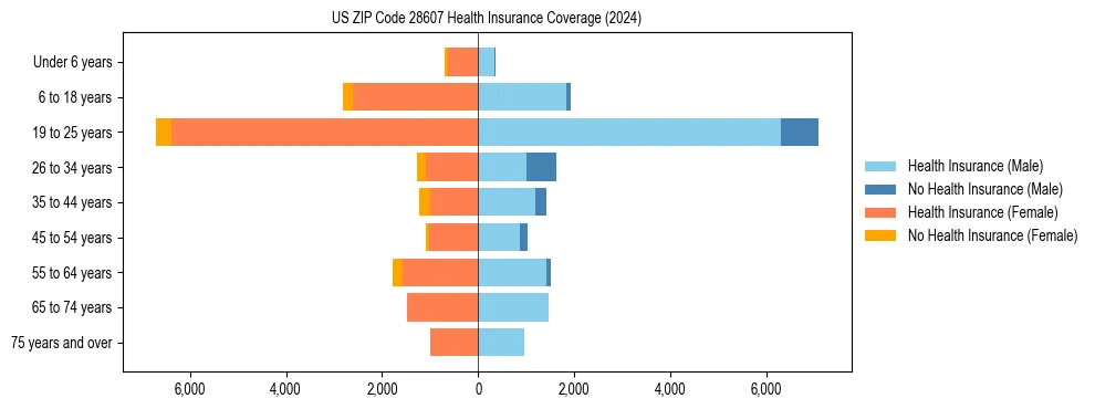 Health insurance pyramid for US ZIP Code 28607
