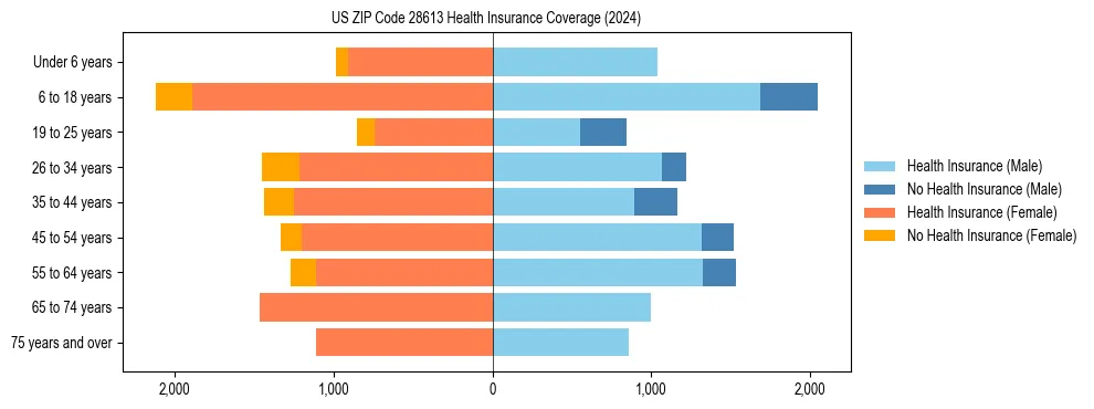 Health insurance pyramid for US ZIP Code 28613