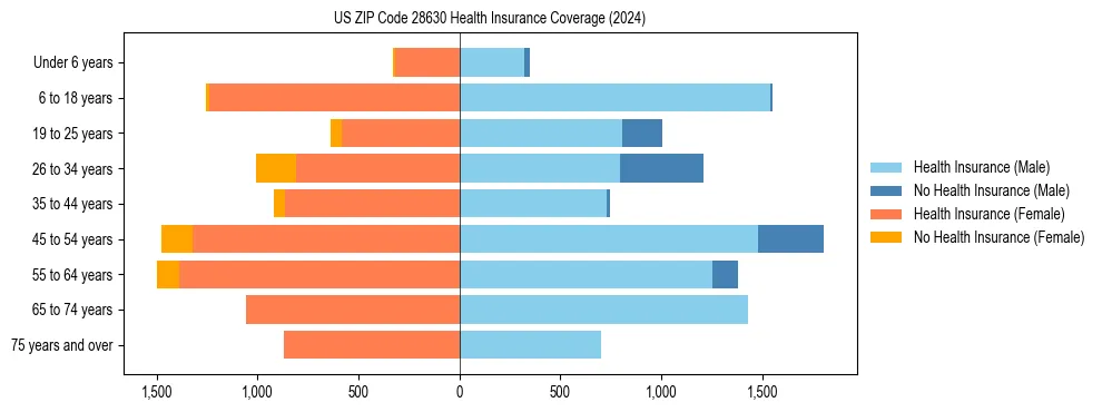 Health insurance pyramid for US ZIP Code 28630