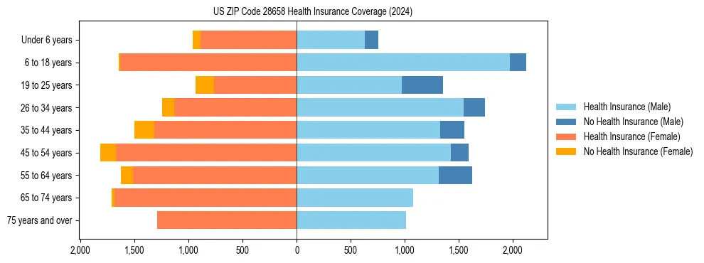 Health insurance pyramid for US ZIP Code 28658