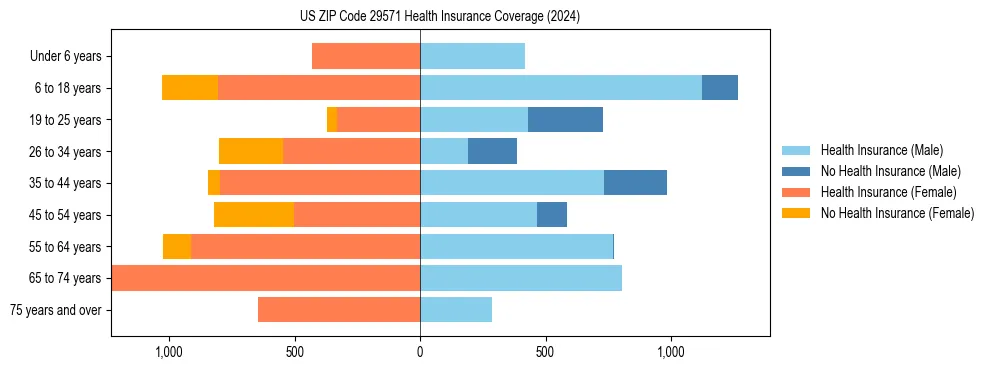 Health insurance pyramid for US ZIP Code 29571