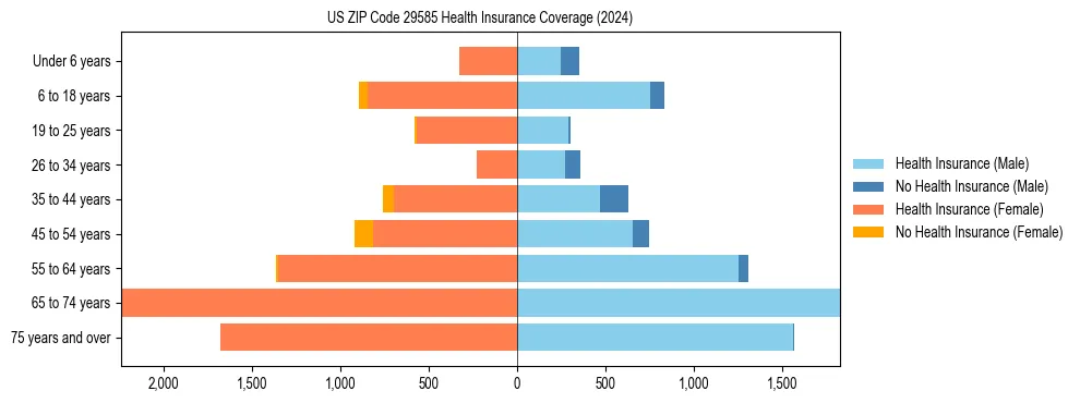 Health insurance pyramid for US ZIP Code 29585