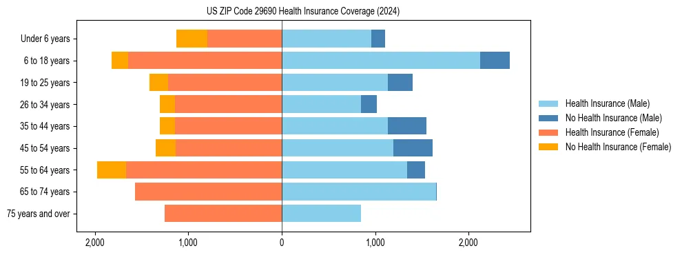 Health insurance pyramid for US ZIP Code 29690