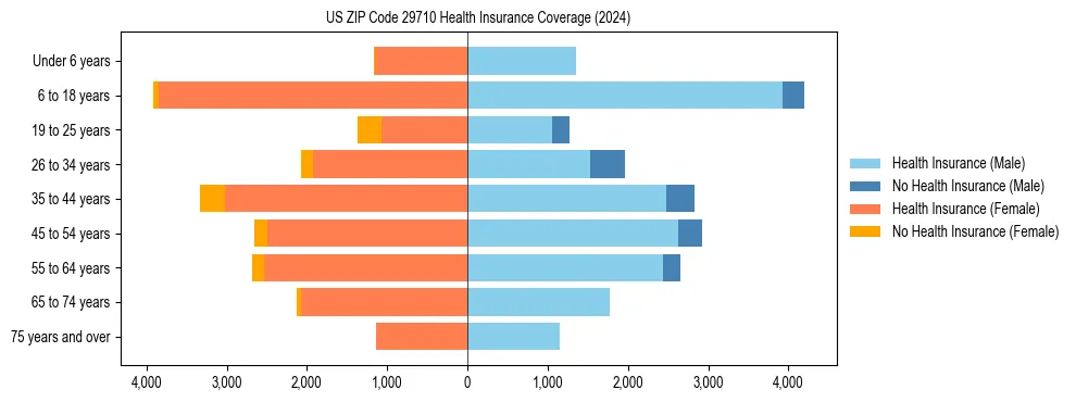 Health insurance pyramid for US ZIP Code 29710