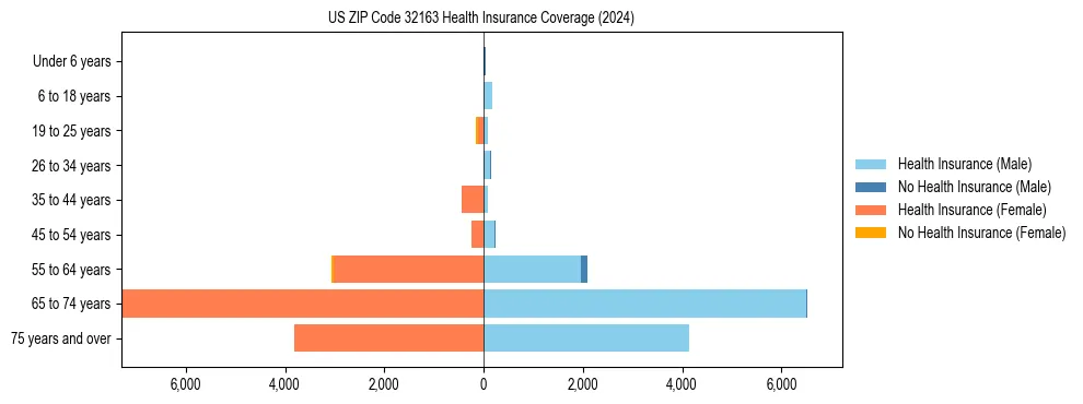 Health insurance pyramid for US ZIP Code 32163