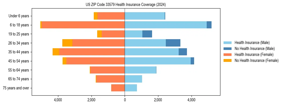 Health insurance pyramid for US ZIP Code 33579