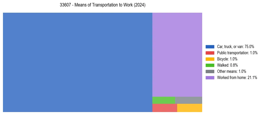 Commute modes in US ZIP Code 33607