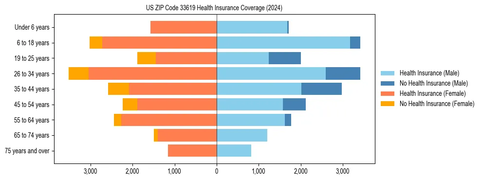 Health insurance pyramid for US ZIP Code 33619