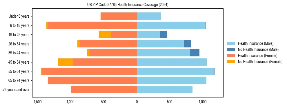 Health insurance pyramid for US ZIP Code 37763
