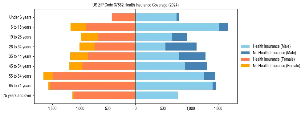 Health insurance pyramid for US ZIP Code 37862