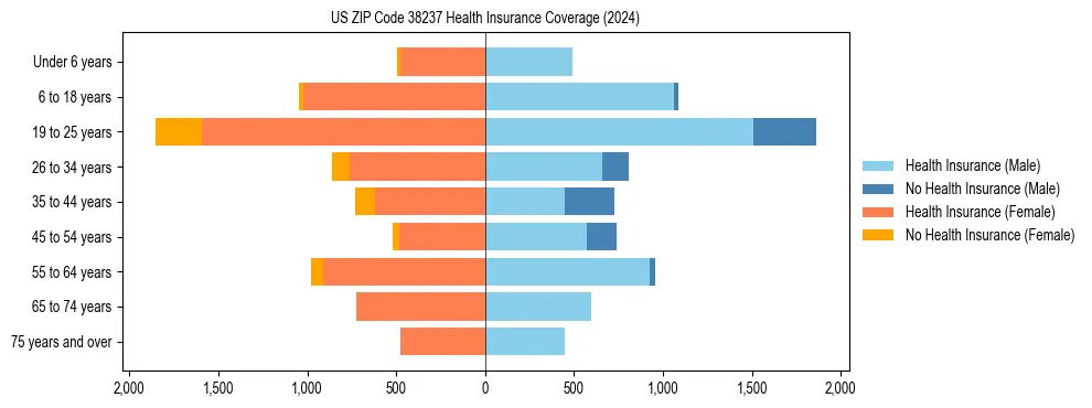 Health insurance pyramid for US ZIP Code 38237