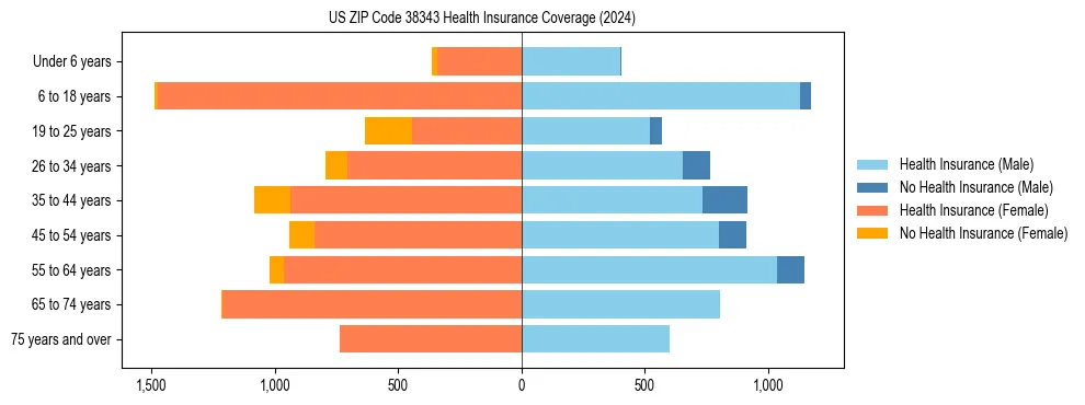 Health insurance pyramid for US ZIP Code 38343