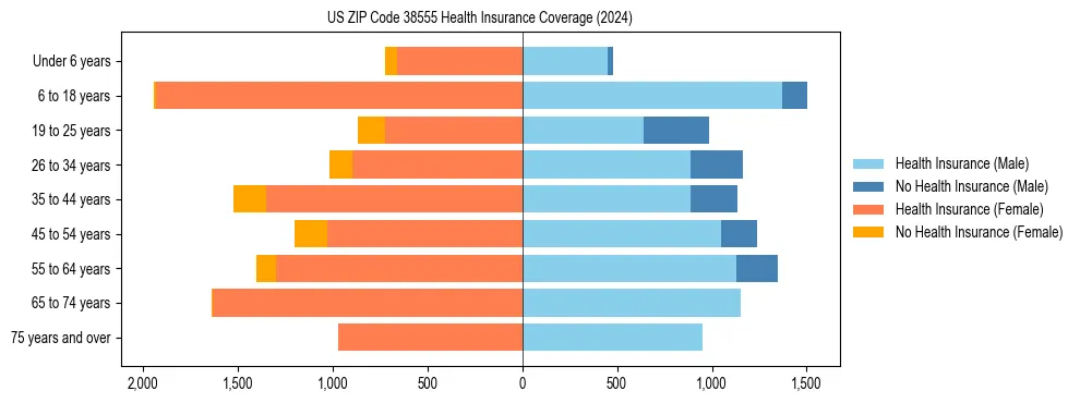 Health insurance pyramid for US ZIP Code 38555