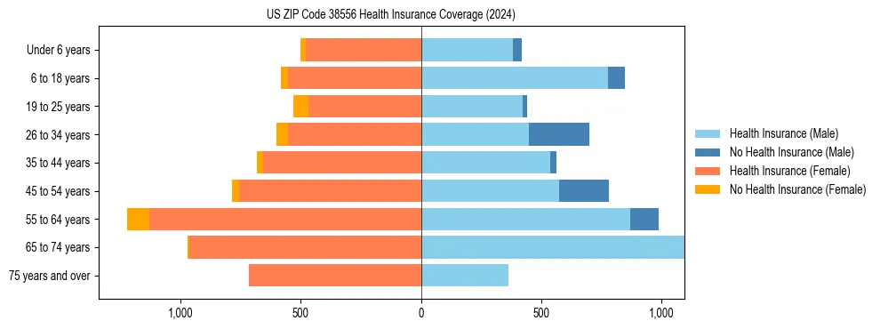 Health insurance pyramid for US ZIP Code 38556
