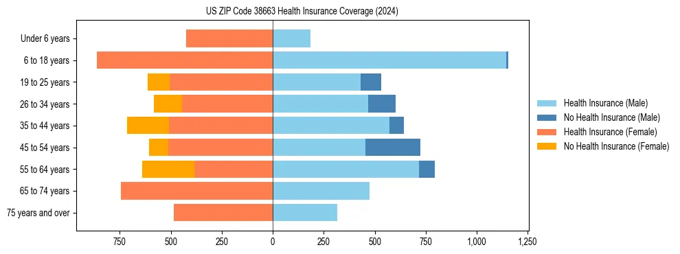Health insurance pyramid for US ZIP Code 38663