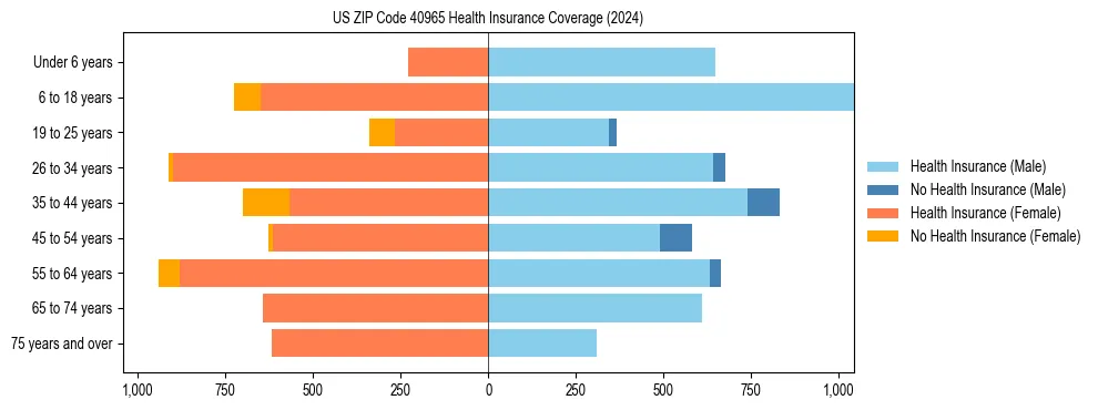 Health insurance pyramid for US ZIP Code 40965