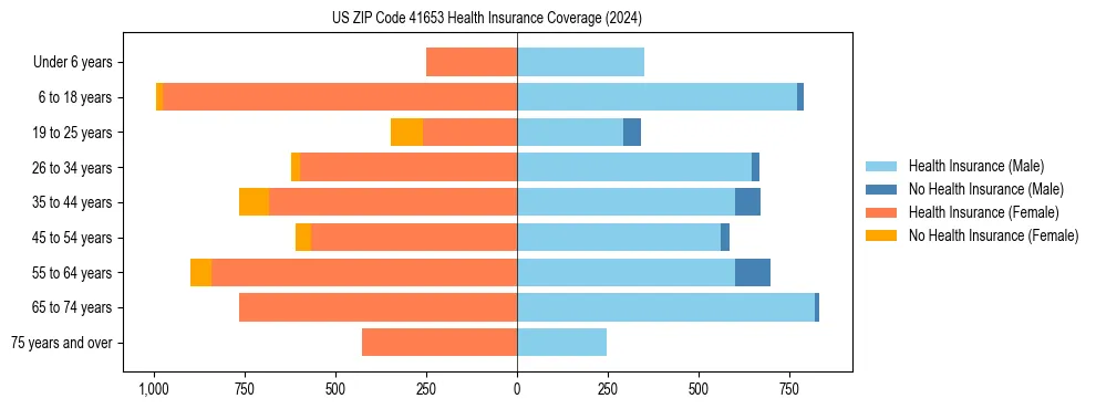 Health insurance pyramid for US ZIP Code 41653