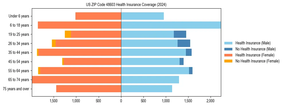 Health insurance pyramid for US ZIP Code 48603