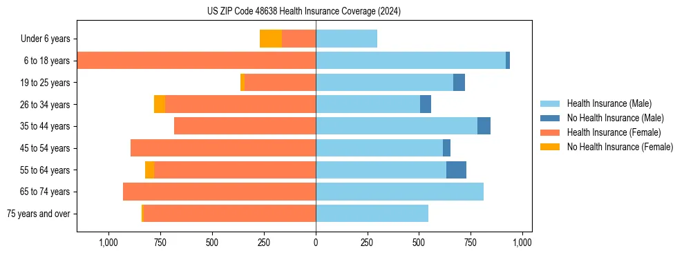 Health insurance pyramid for US ZIP Code 48638