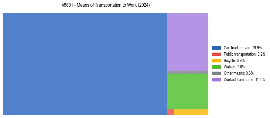 Commute modes in US ZIP Code 48801