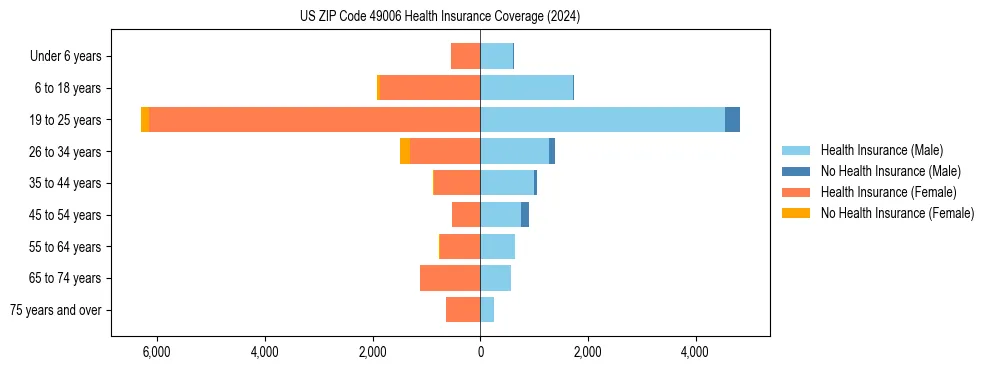 Health insurance pyramid for US ZIP Code 49006
