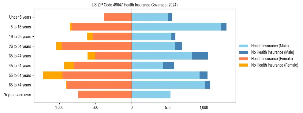 Health insurance pyramid for US ZIP Code 49047