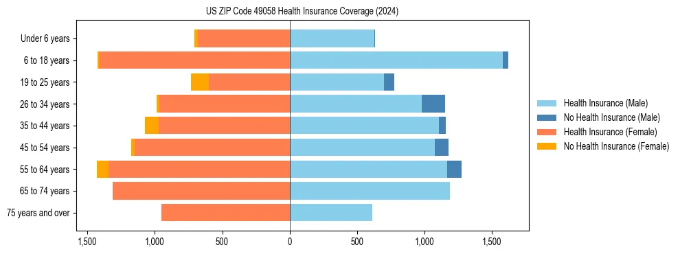 Health insurance pyramid for US ZIP Code 49058
