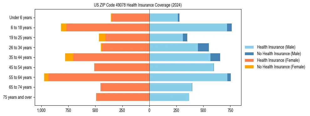 Health insurance pyramid for US ZIP Code 49078