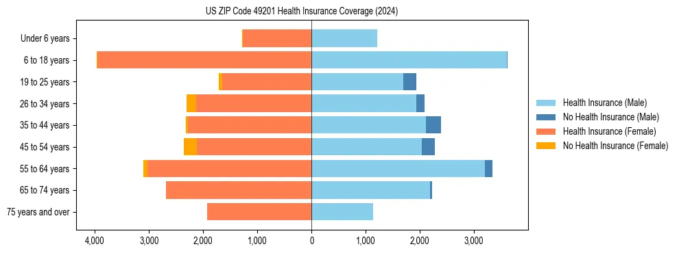 Health insurance pyramid for US ZIP Code 49201