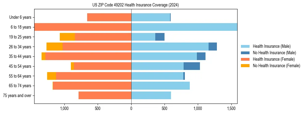 Health insurance pyramid for US ZIP Code 49202