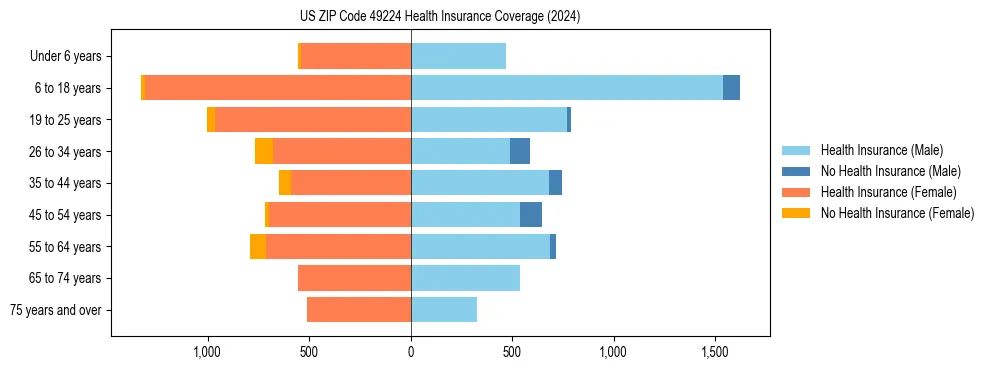 Health insurance pyramid for US ZIP Code 49224