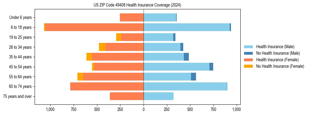 Health insurance pyramid for US ZIP Code 49408