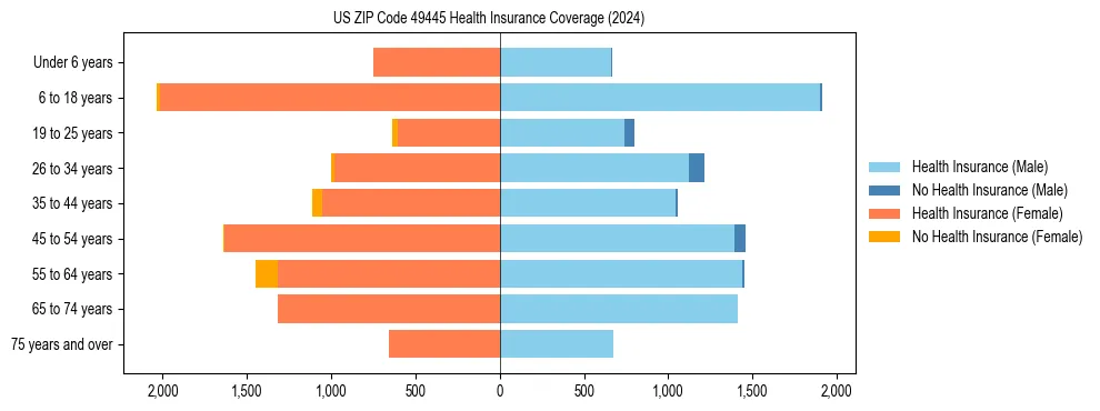 Health insurance pyramid for US ZIP Code 49445
