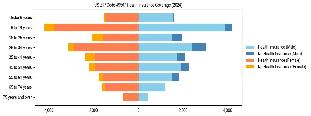 Health insurance pyramid for US ZIP Code 49507