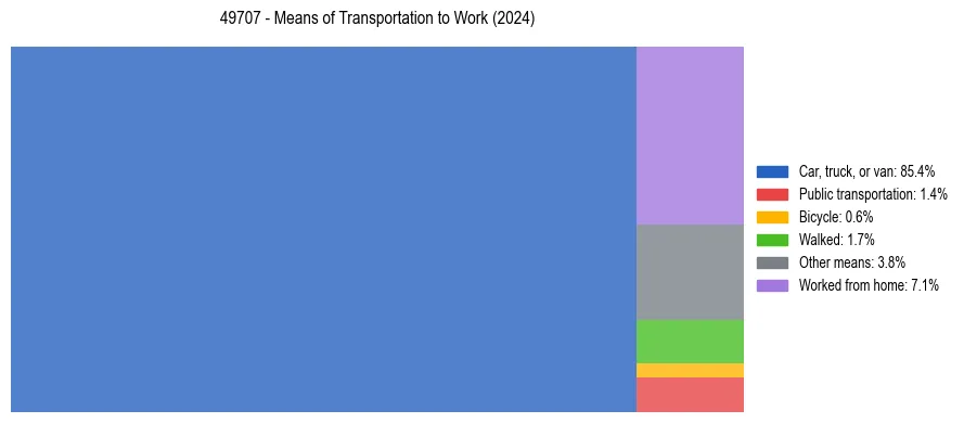 Commute modes in US ZIP Code 49707