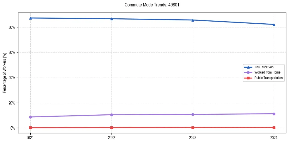 Transportation trends in US ZIP Code 49801