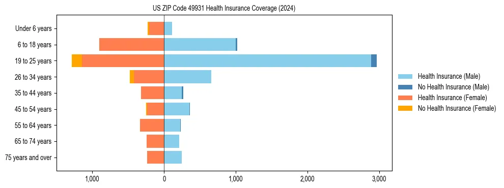 Health insurance pyramid for US ZIP Code 49931