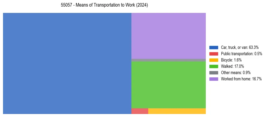Commute modes in US ZIP Code 55057