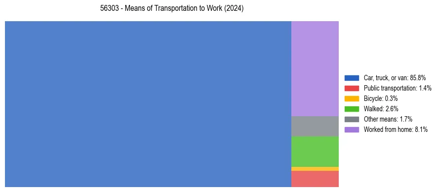 Commute modes in US ZIP Code 56303