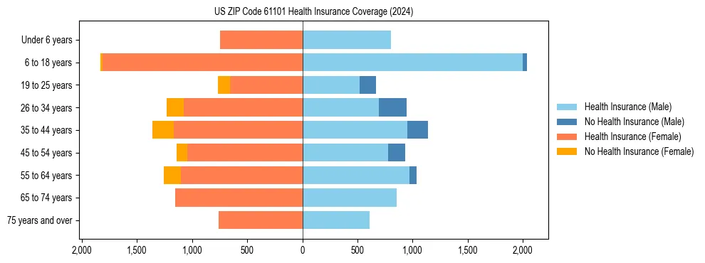 Health insurance pyramid for US ZIP Code 61101