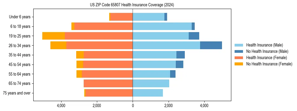 Health insurance pyramid for US ZIP Code 65807