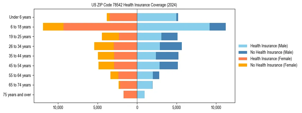 Health insurance pyramid for US ZIP Code 78542