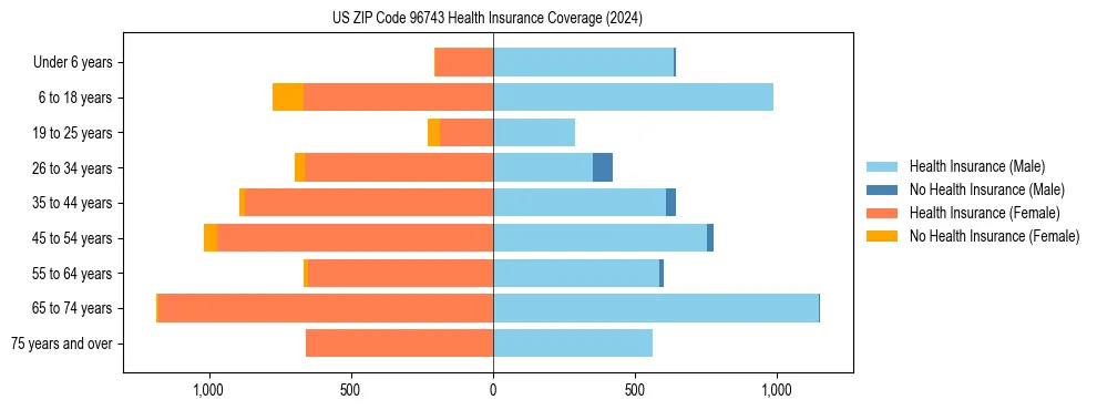 Health insurance pyramid for US ZIP Code 96743